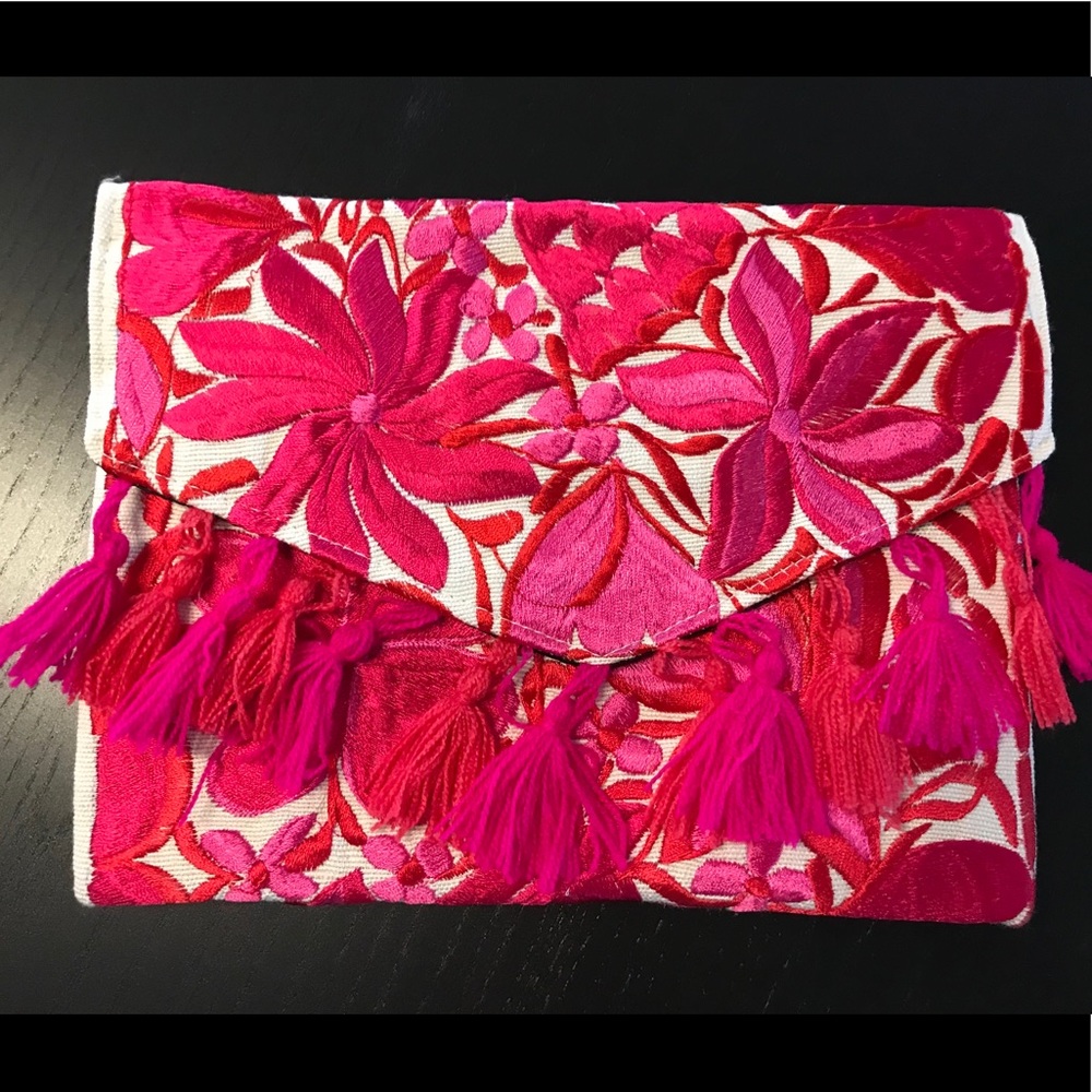 Embroidered clutch bag